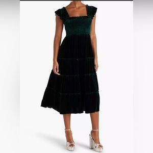 Hill House The Ellie Nap Dress Emerald Velvet Women's Dress Size XS